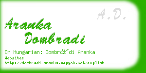 aranka dombradi business card